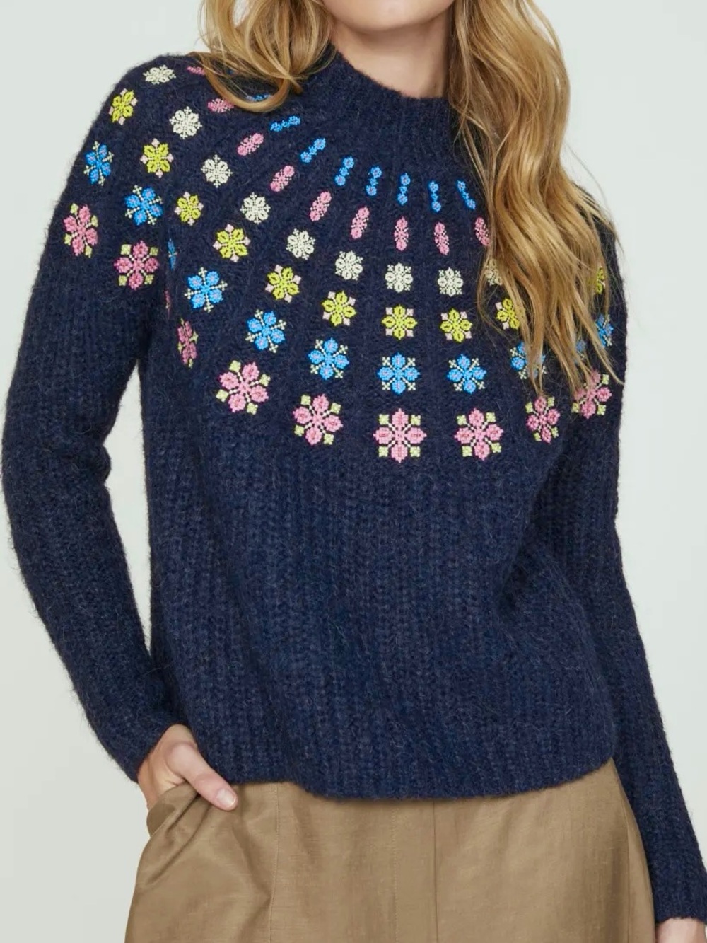 Boden navy sweater embroidered size 2